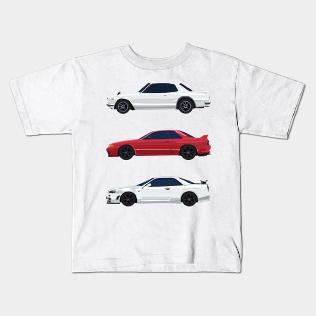 Minimalist Skyline GT-R Generation Kids T-Shirt by Vertei